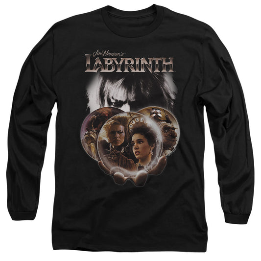 Labyrinth Globes Mens Long Sleeve Shirt Black Officially Licensed