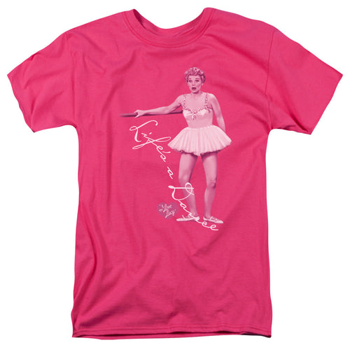 I Love Lucy Lifes A Big Dance Mens T Shirt Hot Pink