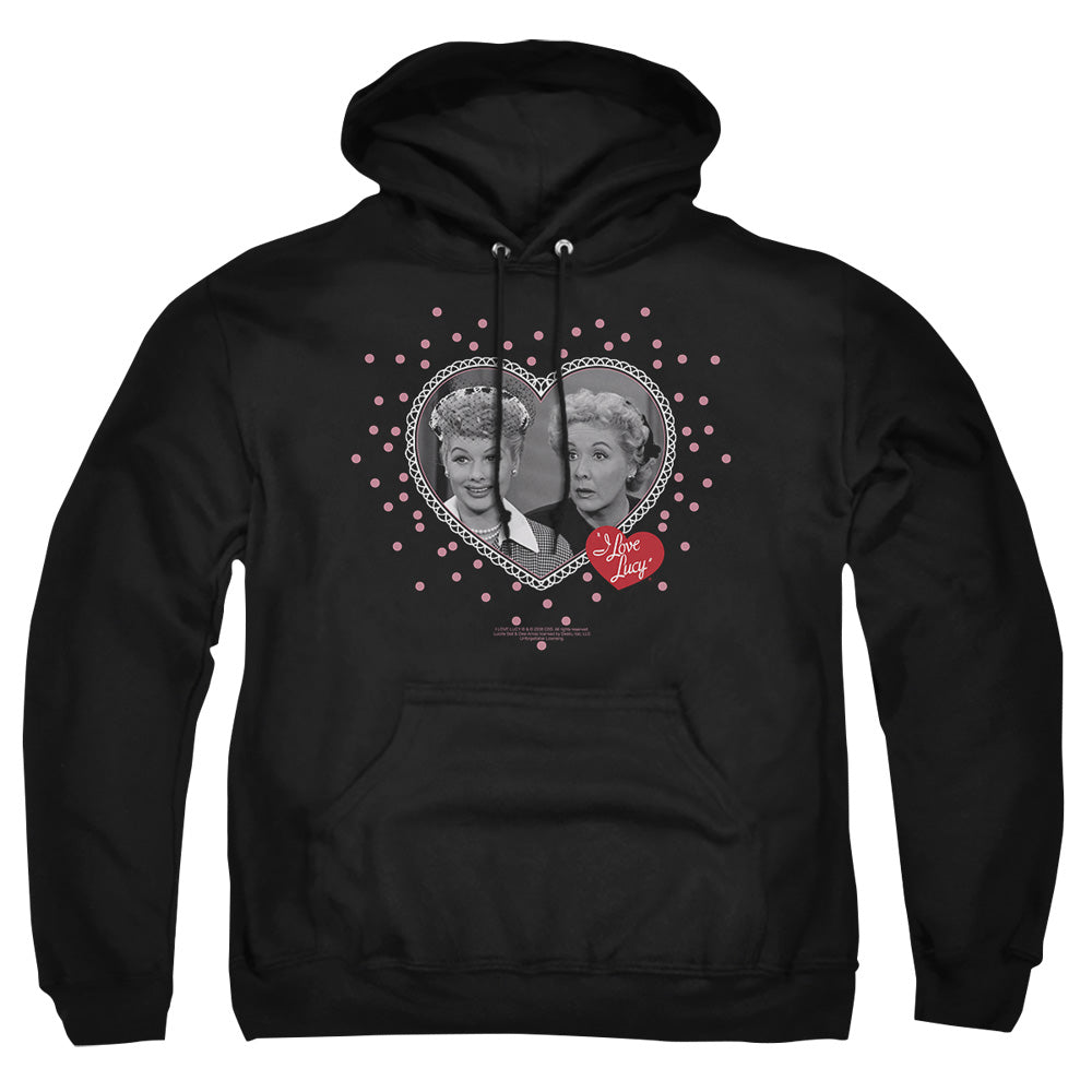 I Love Lucy Hearts And Dots Mens Hoodie Black