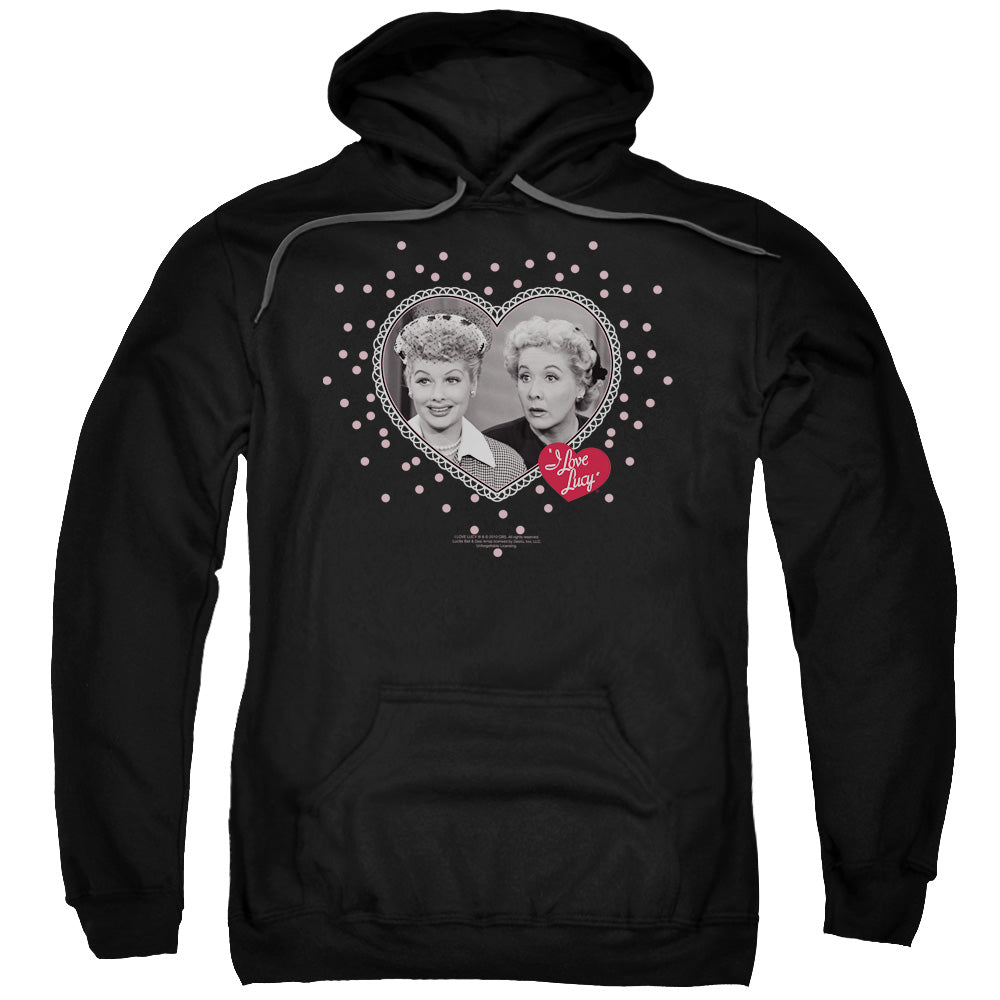 I Love Lucy Hearts and Dots Mens Hoodie Black
