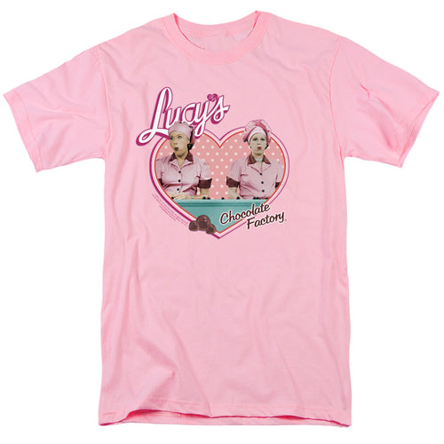 I Love Lucy Chocolate Factory Mens T Shirt Pink