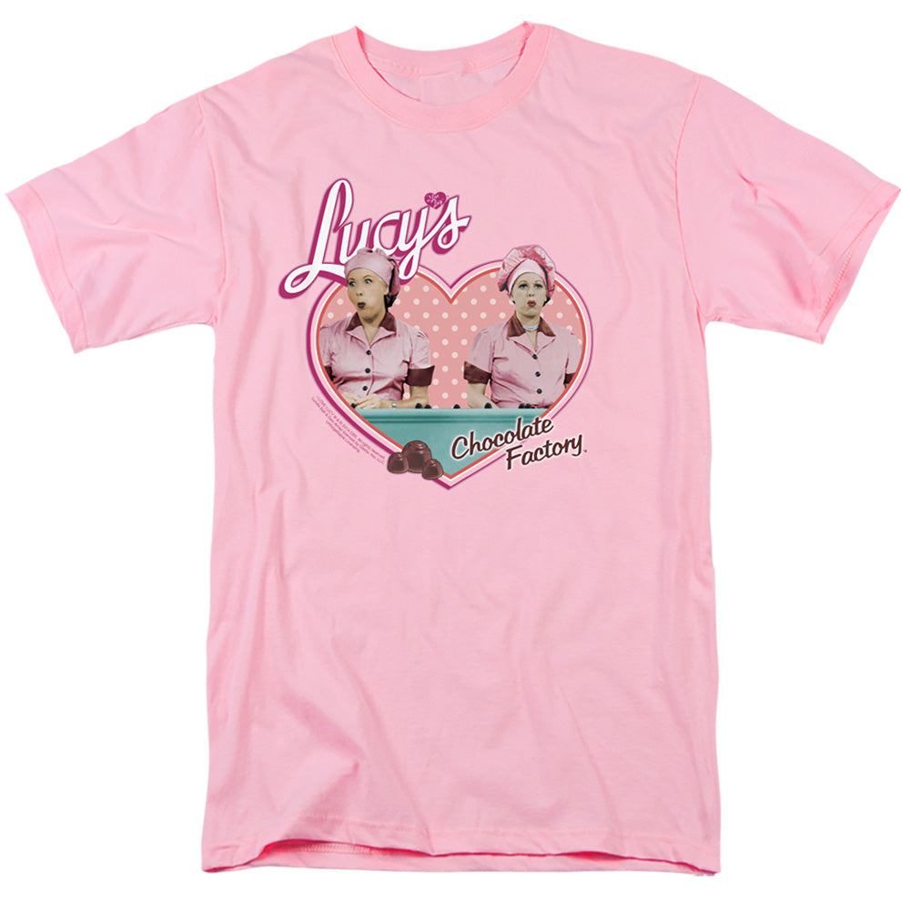 I Love Lucy Chocolate Factory Mens T Shirt Pink
