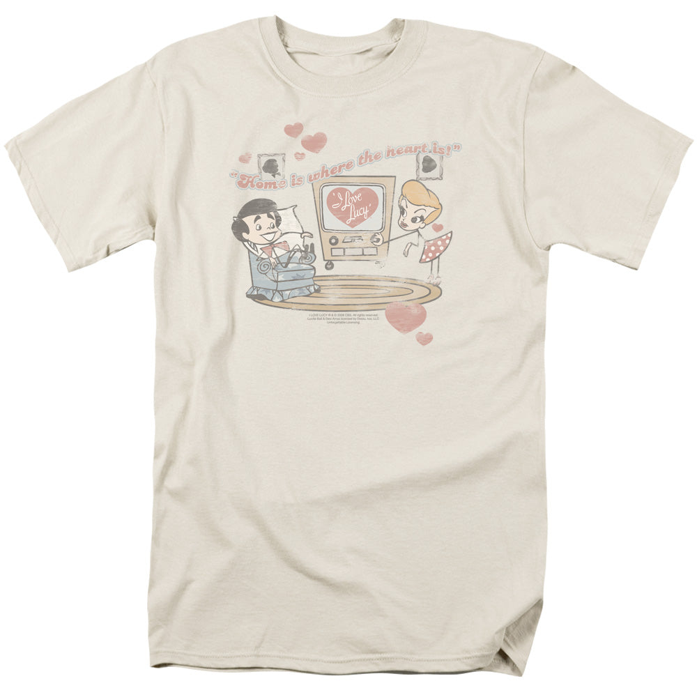 I Love Lucy Home Is Where The Heart Is Mens T Shirt Cream