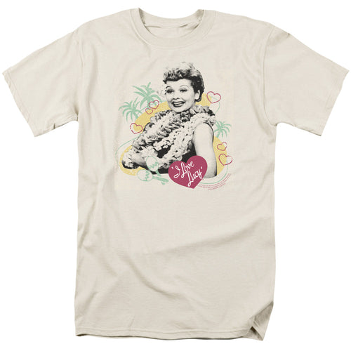 I Love Lucy Luau Graphic Mens T Shirt Cream