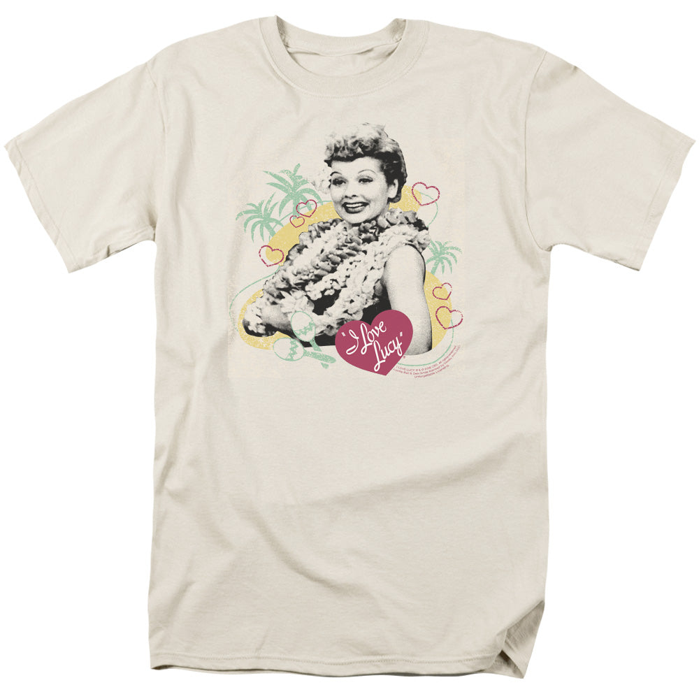 I Love Lucy Luau Graphic Mens T Shirt Cream