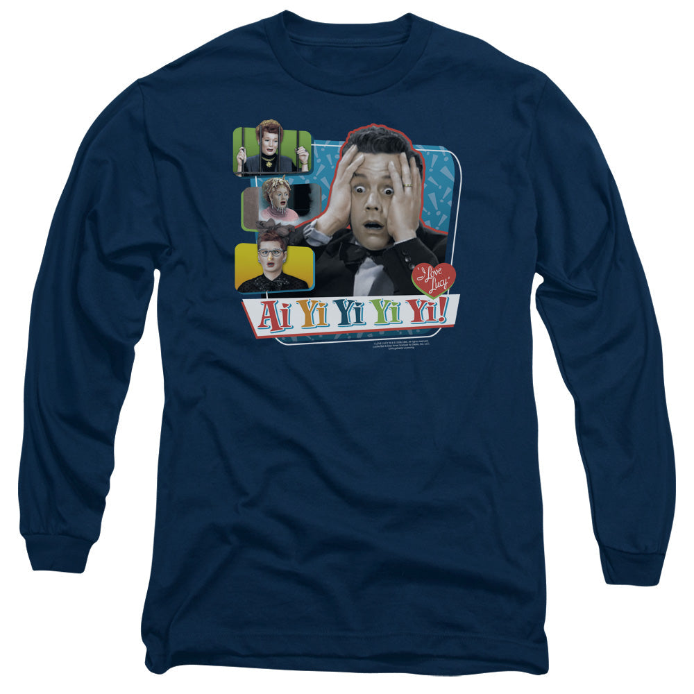I Love Lucy Ai Yi Yi Yi Yi Mens Long Sleeve Shirt Navy Blue
