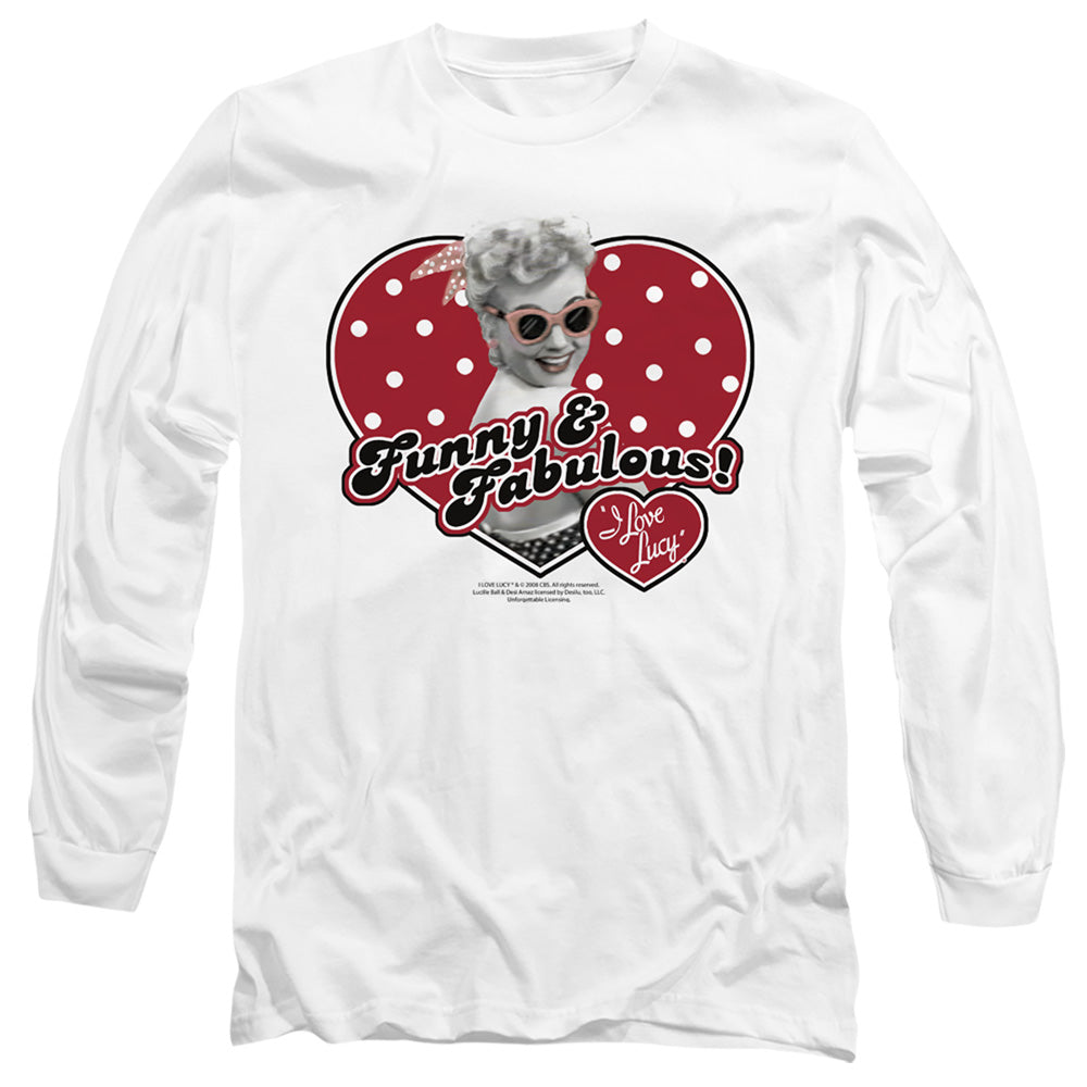 I Love Lucy Funny and Fabulous Womens White S S Tee Mens Long Sleeve Shirt White
