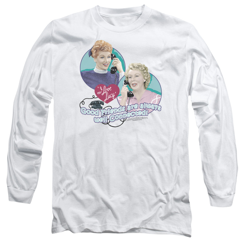 I Love Lucy Always Connected Mens Long Sleeve Shirt White Officially Licensed