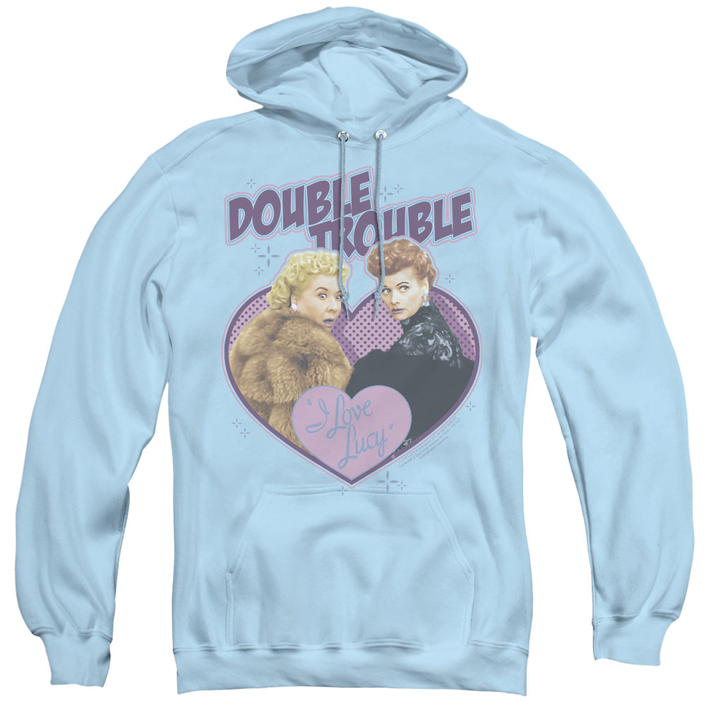 I Love Lucy Double Trouble Mens Hoodie Light Blue