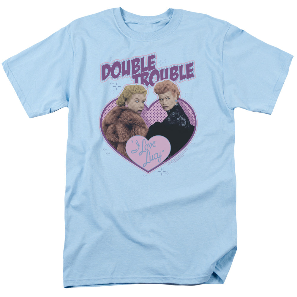 I Love Lucy Double Trouble Mens T Shirt Light Blue