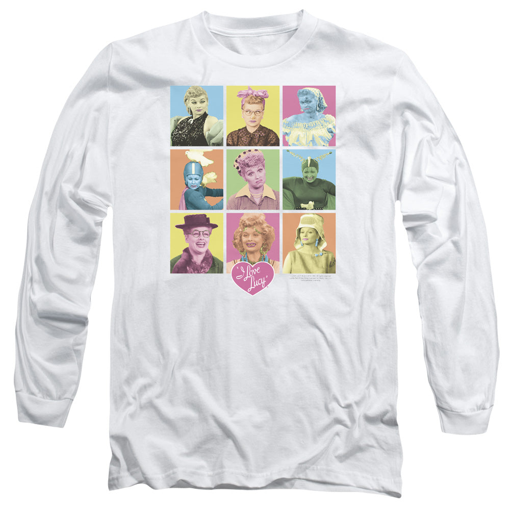 I Love Lucy So Many Faces Mens Long Sleeve Shirt White Officially Licensed