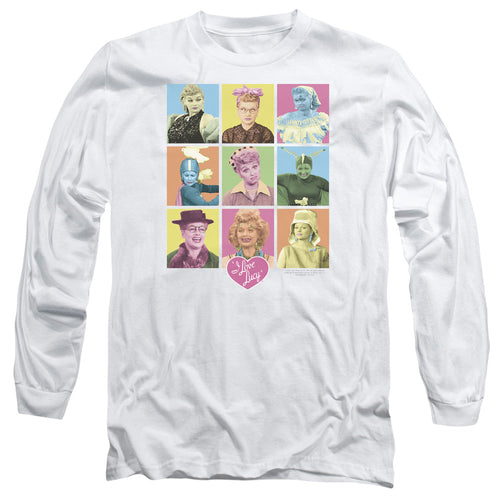 I Love Lucy So Many Faces Mens Long Sleeve Shirt White