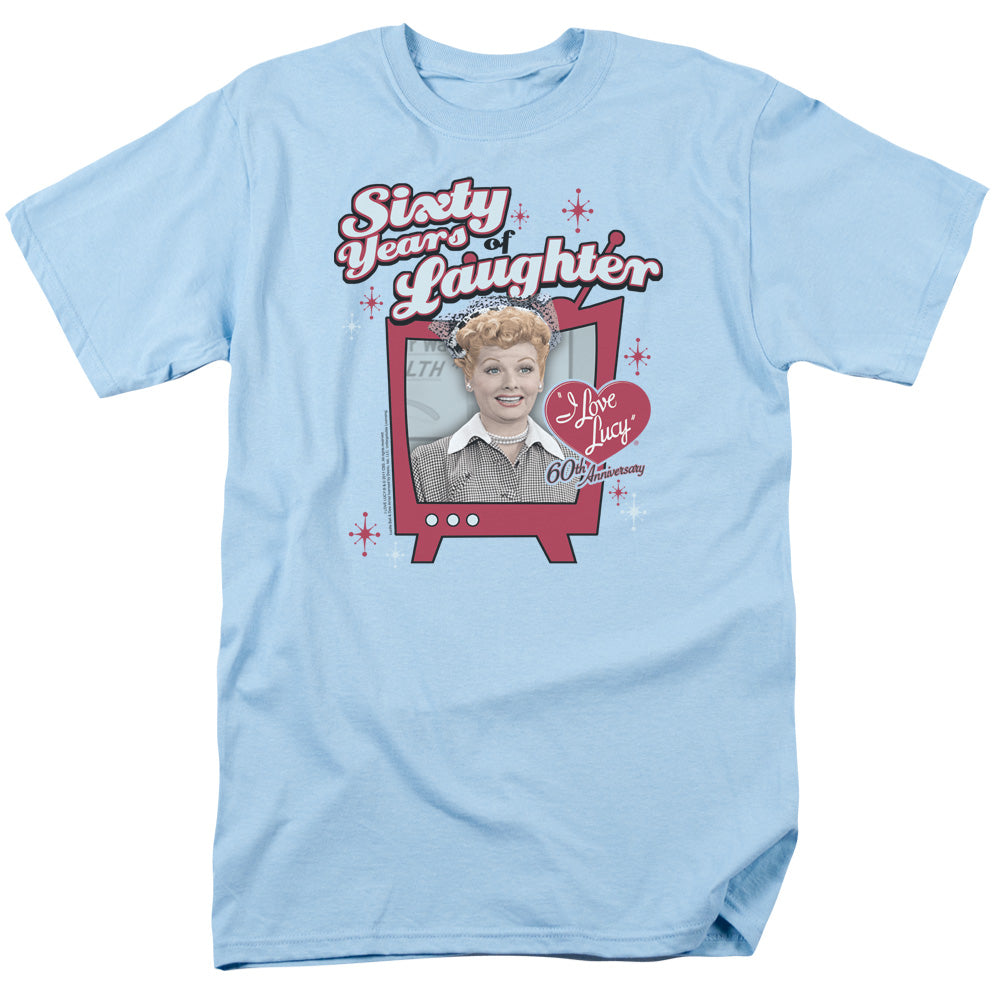 I Love Lucy 60 Years Of Laughter Mens T Shirt Light Blue