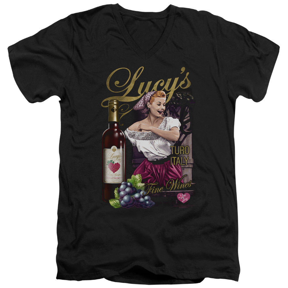 I Love Lucy Bitter Grapes Mens Slim Fit V-Neck T Shirt Black