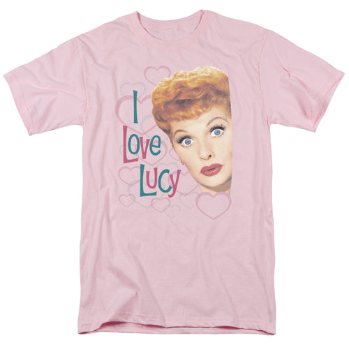 I Love Lucy Open Hearts Mens T Shirt Pink