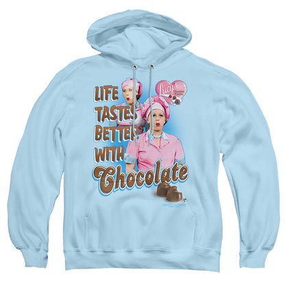 I Love Lucy Better With Chocolate Mens Hoodie Light Blue