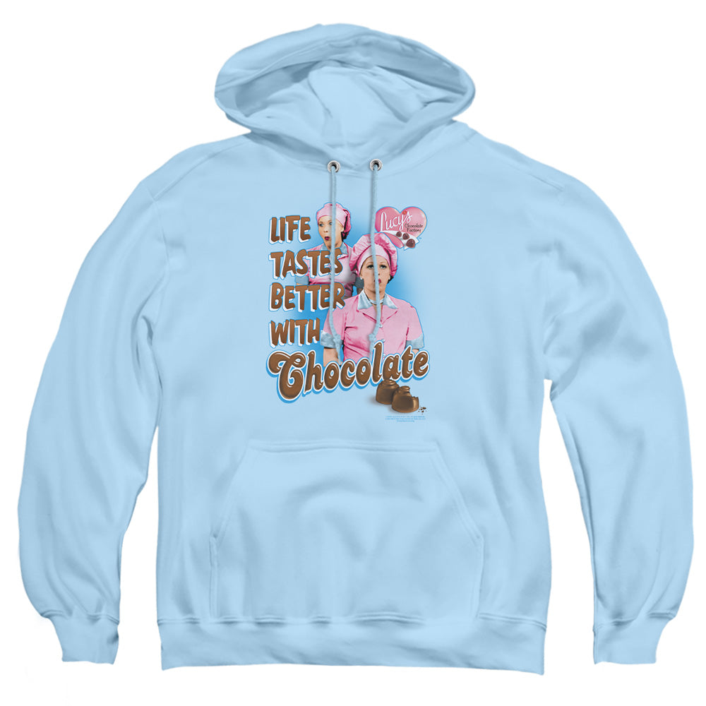 I Love Lucy Better With Chocolate Mens Hoodie Light Blue
