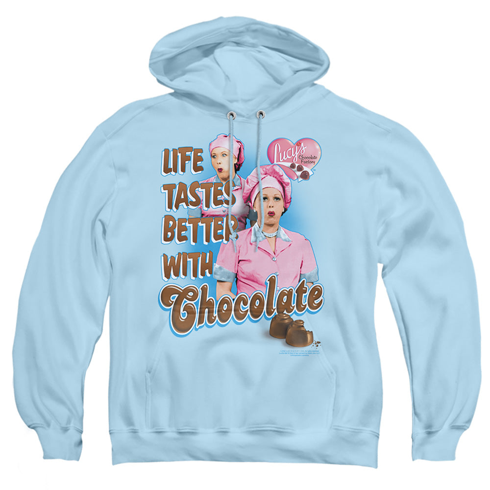 I Love Lucy Better With Chocolate Mens Hoodie Light Blue