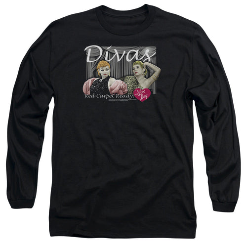 I Love Lucy Divas Mens Long Sleeve Shirt Black