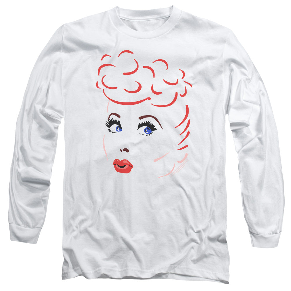 I Love Lucy Lines Face Mens Long Sleeve Shirt White Officially Licensed