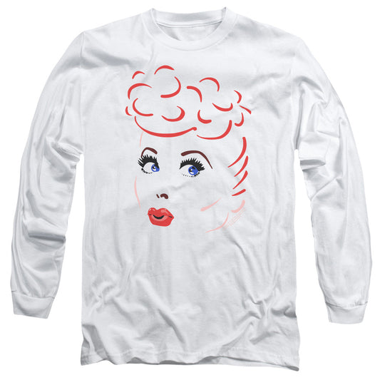 I Love Lucy Lines Face Mens Long Sleeve Shirt White Officially Licensed