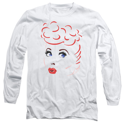 I Love Lucy Lines Face Mens Long Sleeve Shirt White Officially Licensed