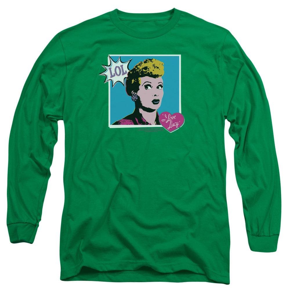 I Love Lucy I Love Worhol Lol Mens Long Sleeve Shirt Kelly Green Officially Licensed