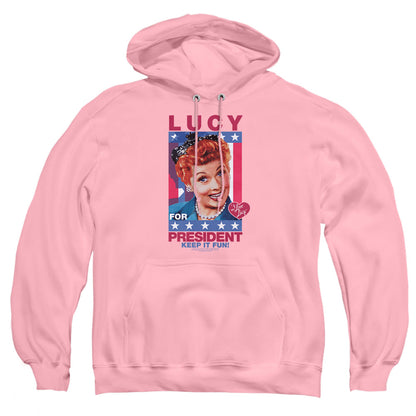 I Love Lucy For President Mens Hoodie Pink