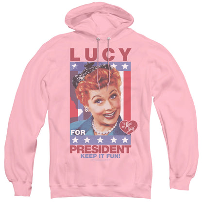 I Love Lucy for President Mens Hoodie Pink