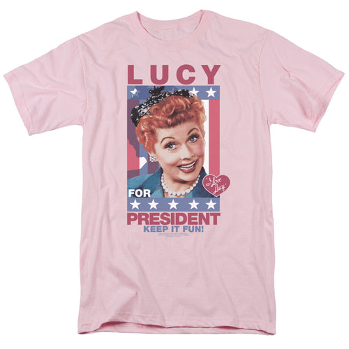 I Love Lucy For President Mens T Shirt Pink