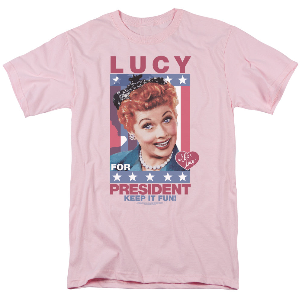 I Love Lucy For President Mens T Shirt Pink