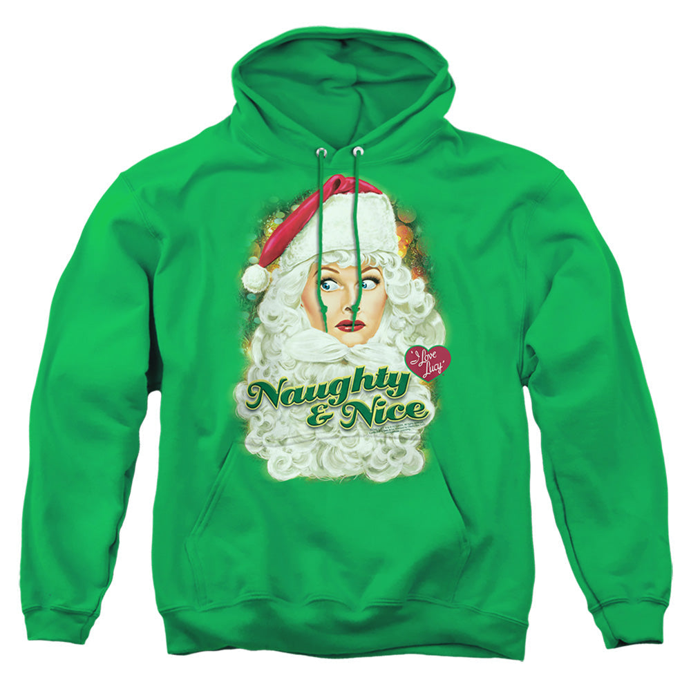 I Love Lucy Santa Mens Hoodie Kelly Green