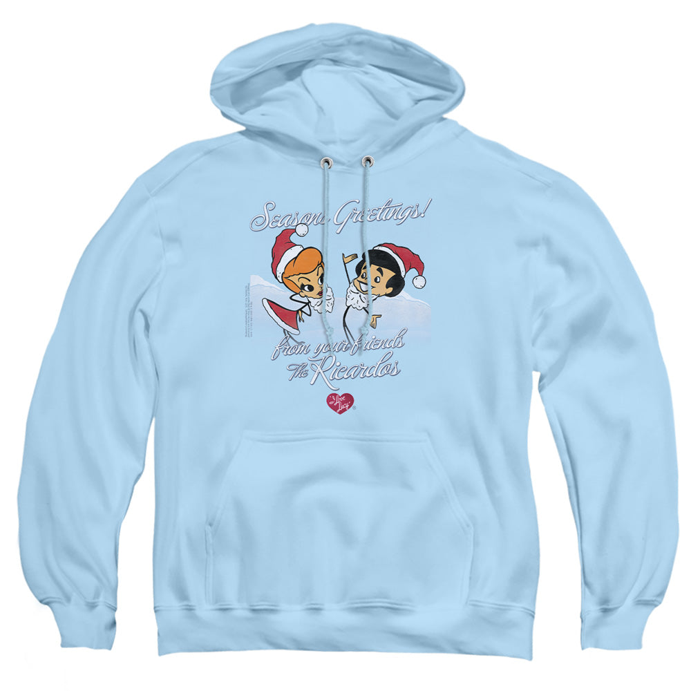I Love Lucy Animated Christmas Mens Hoodie Light Blue