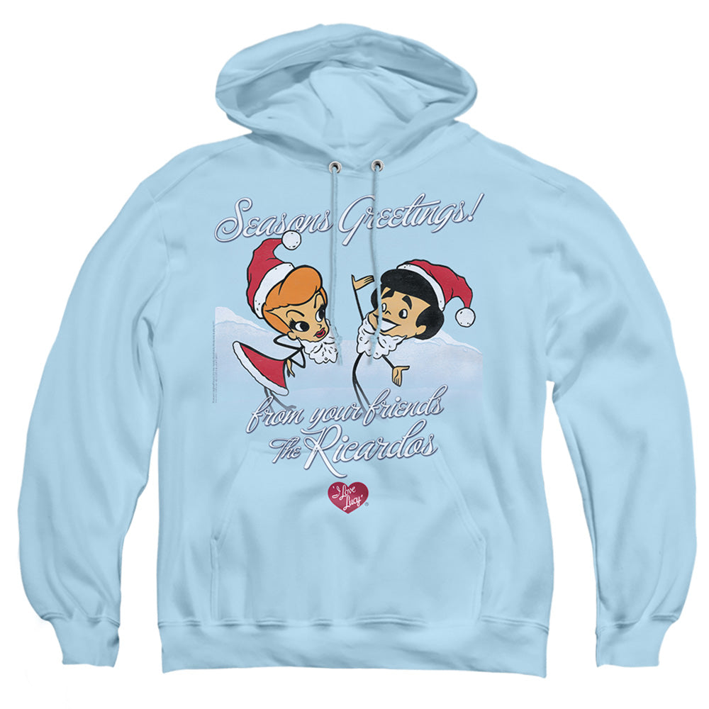 I Love Lucy Animated Christmas Mens Hoodie Light Blue