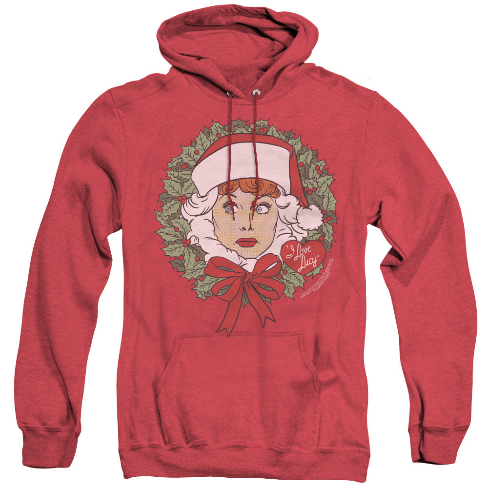 I Love Lucy Wreath Heather Mens Hoodie Red