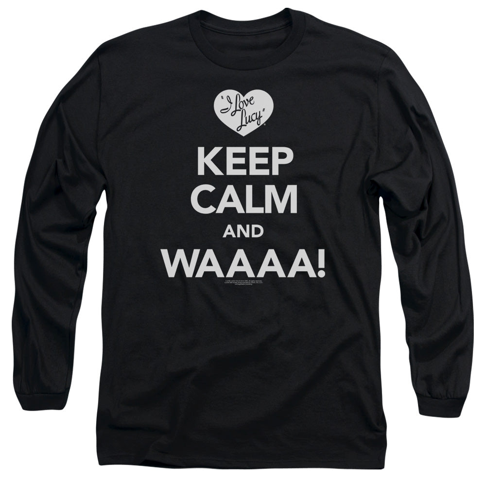 I Love Lucy Keep Calm Waaa Mens Long Sleeve Shirt Black Officially Licensed