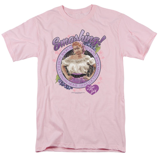 I Love Lucy Smashing Mens T Shirt Pink