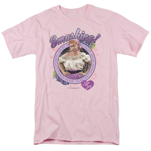 I Love Lucy Smashing Mens T Shirt Pink