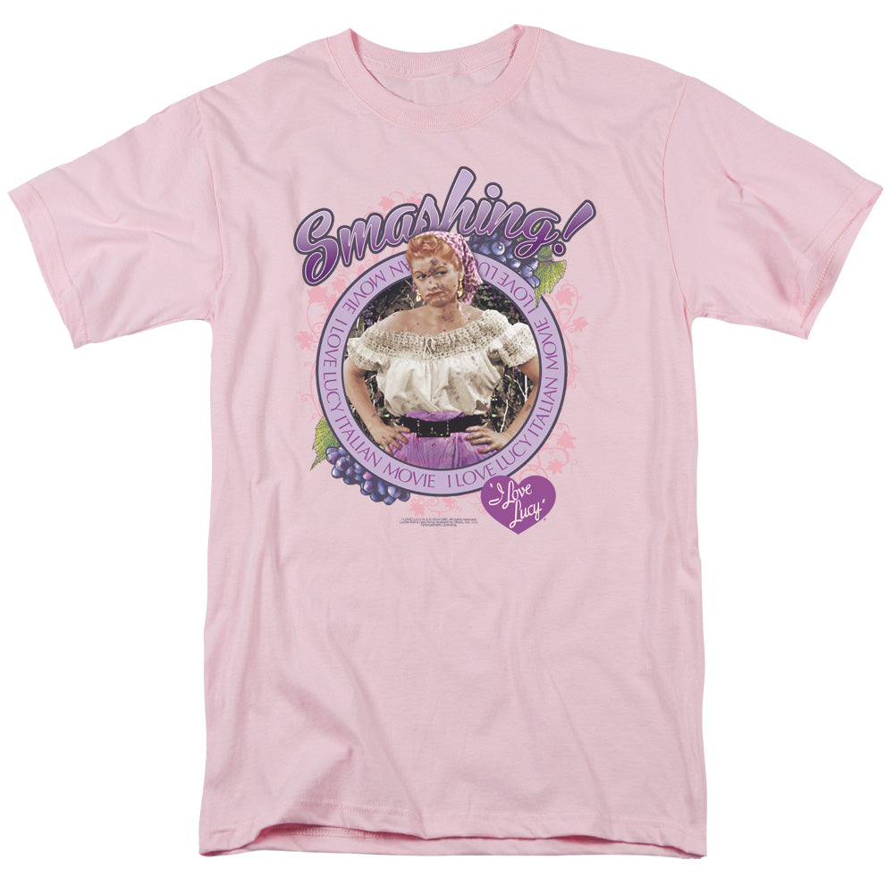 I Love Lucy Smashing Mens T Shirt Pink