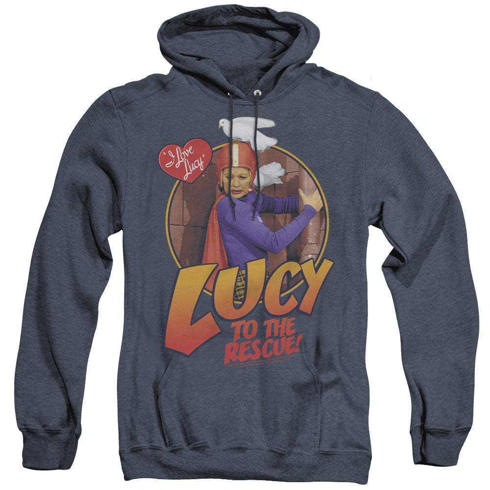I Love Lucy to the Rescue Heather Mens Hoodie Navy Blue