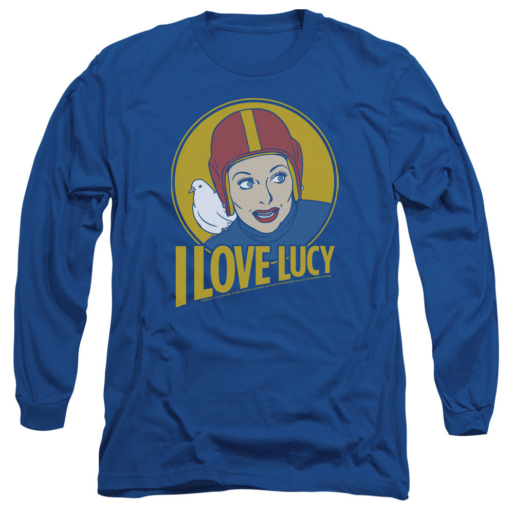 I Love Lucy Lb Super Comic Mens Long Sleeve Shirt Royal Blue