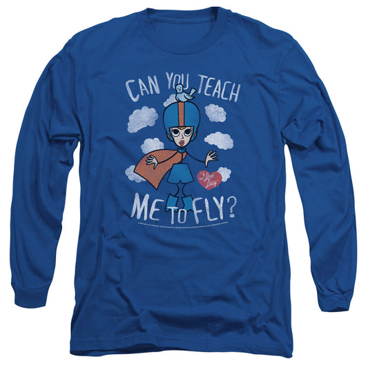 I Love Lucy Fly Mens Long Sleeve Shirt Royal Blue