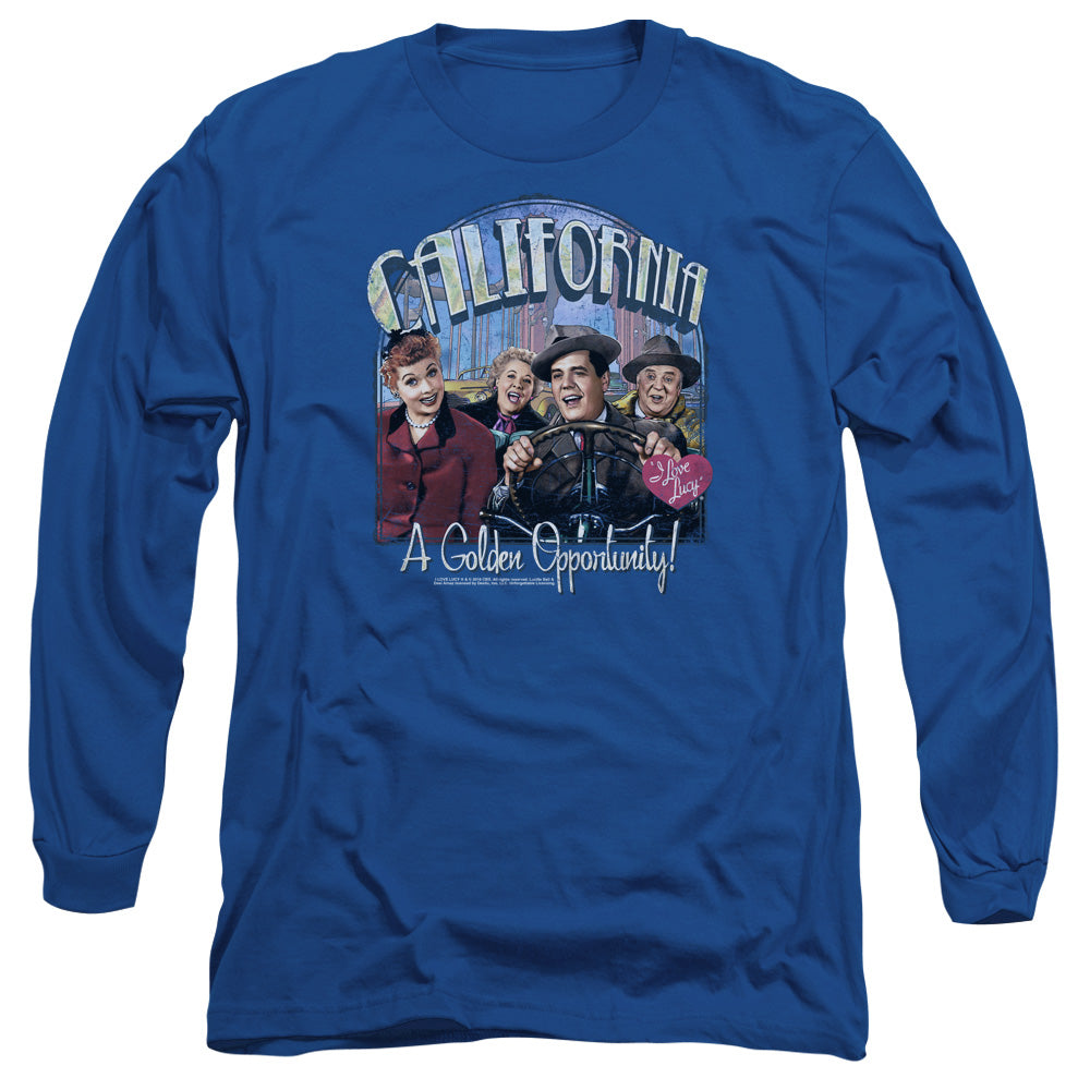 I Love Lucy Golden Opportunity Mens Long Sleeve Shirt Royal Blue