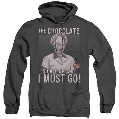 I Love Lucy Chocolate Calling Heather Mens Hoodie Black