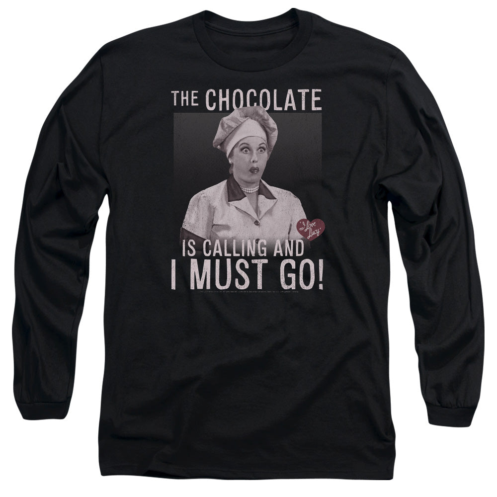 I Love Lucy Chocolate Calling Mens Long Sleeve Shirt Black Officially Licensed