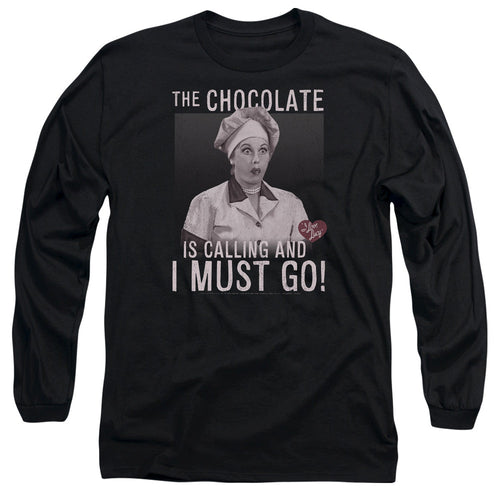 I Love Lucy Chocolate Calling Mens Long Sleeve Shirt Black