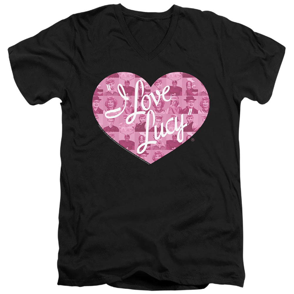 I Love Lucy Many Moods Logo Mens Slim Fit V-Neck T Shirt Black