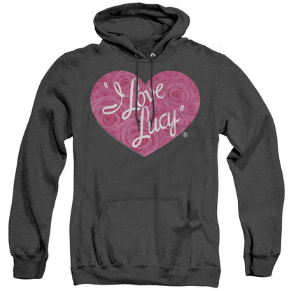 I Love Lucy Floral Logo Heather Mens Hoodie Black