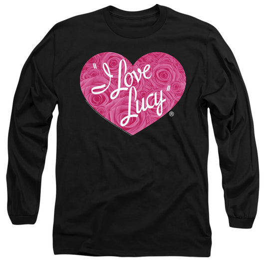 I Love Lucy Floral Logo Mens Long Sleeve Shirt Black Officially Licensed