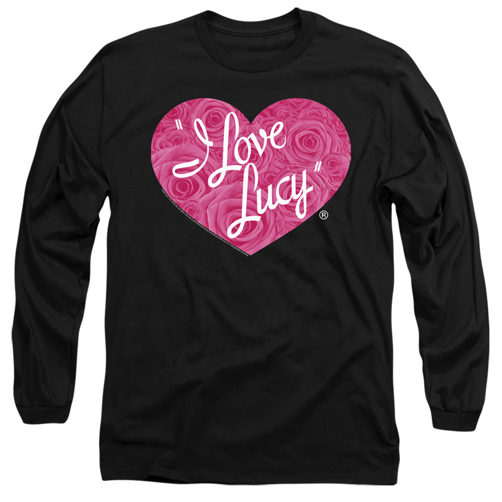 I Love Lucy Floral Logo Mens Long Sleeve Shirt Black Officially Licensed